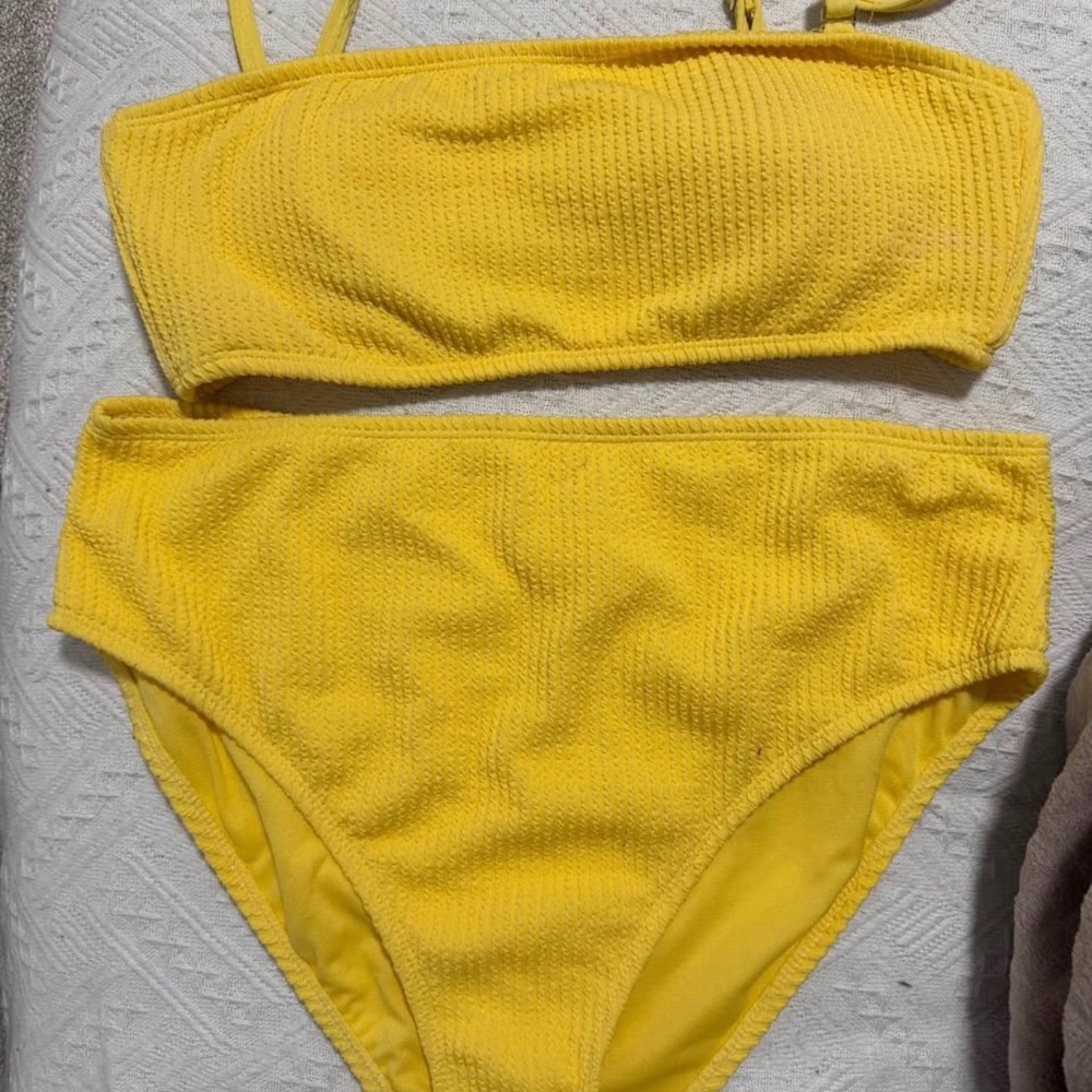 Yellow Textured Bikini Set